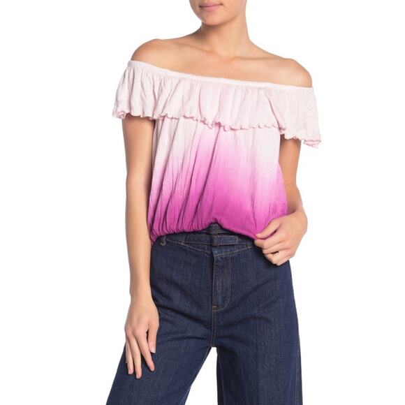 NWT Free People Cora Lee Off the Shoulder Top - Begonia Combo - Small - Picture 1 of 11